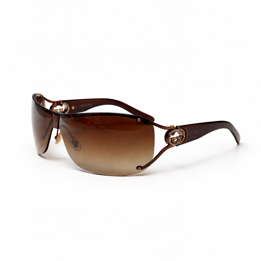 Authentic Gucci Dark Brown Designer Sunglasses – Classic Luxury Frames and Case - Picture 4 of 6